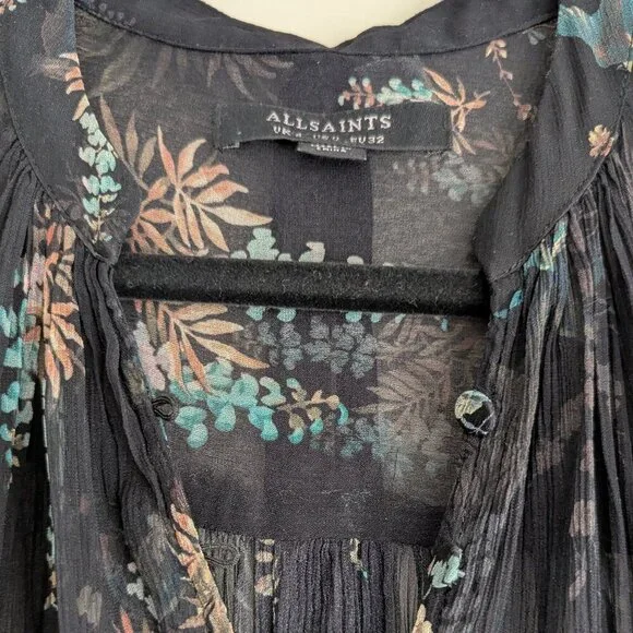 ALLSAINTS Lara Melisma Sheer Floral Print Blouse - Picture 11 of 15